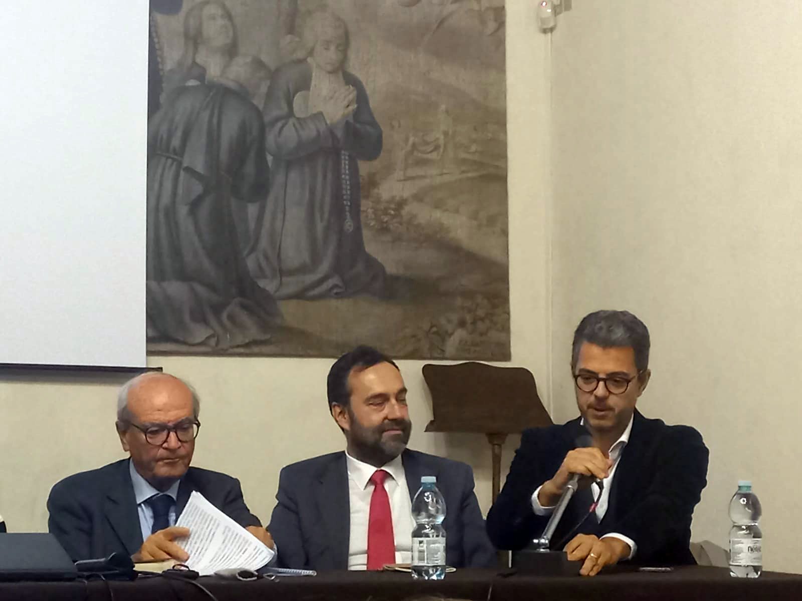 Momenti dalla serata di Tarquinia. Da sinistra Bova, Moretti, Bogdani